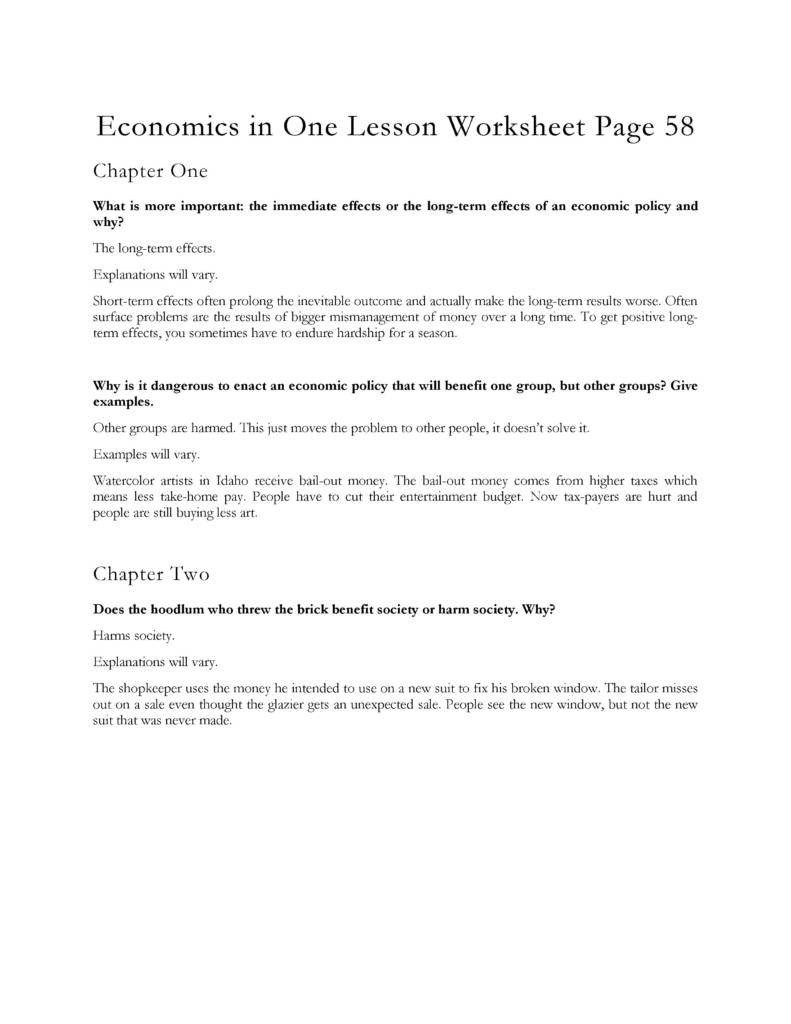 Economics, Finances, and Business Answer Key – Powerline Productions