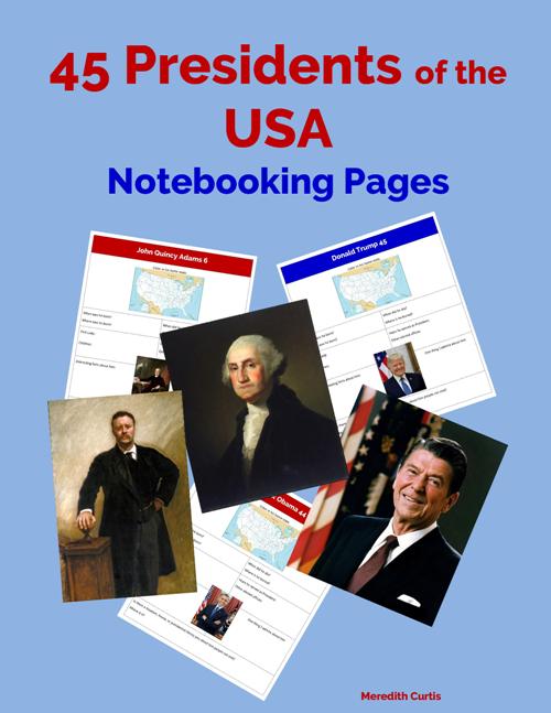 45 Presidents of the USA Notebooking Pages by Meredith Curtis