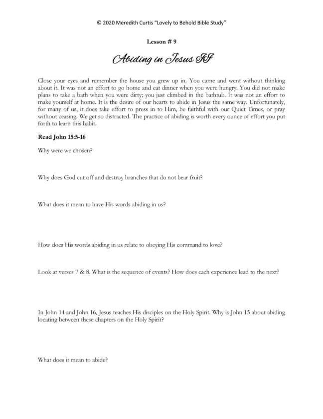 Lovely to Behold Bible Study - Image 4