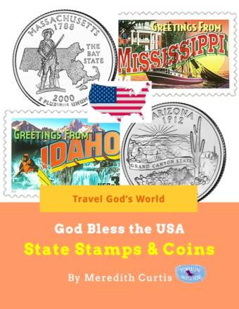 Travel God's World God Bless the USA State Stamps & Coins