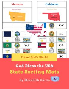 Travel God's World God Bless the USA State Sorting Mats