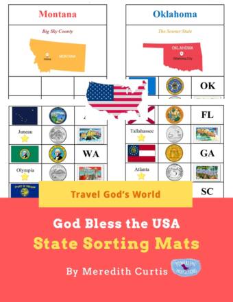 Travel God's World God Bless the USA State Sorting Mats