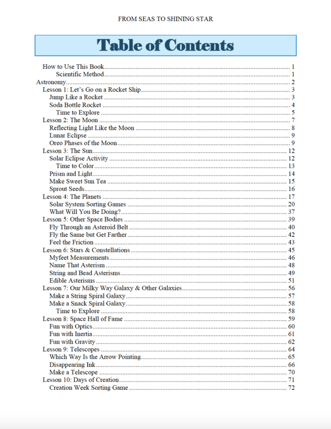 From Stars to Shining Seas by Laura Nolette & Meredith Curtis Table of Contents p.1